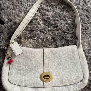 White Coach Leather Shoulder Bag